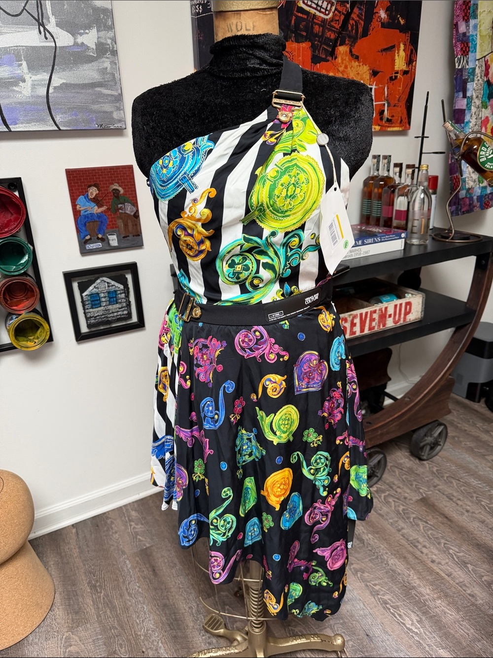 Versace-Jeans Couture Multicolor Printed Asymmetrical dress